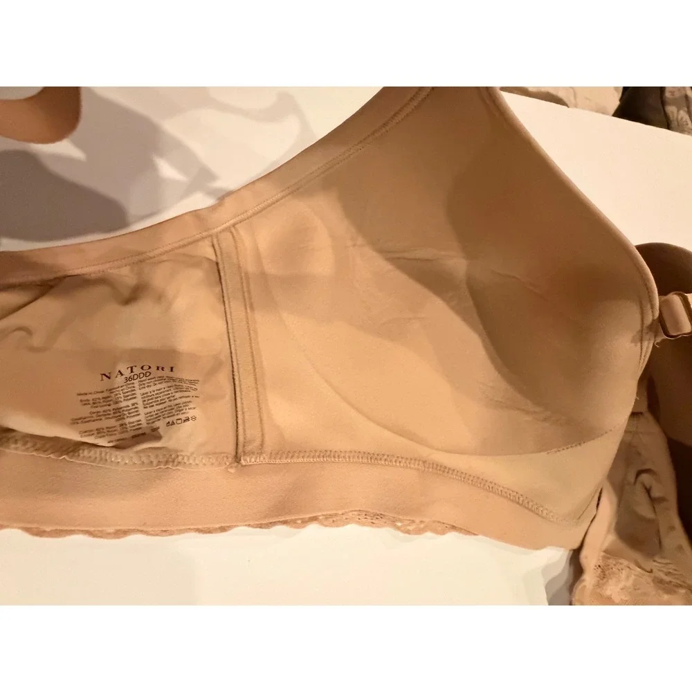 Natori Bliss Perfection Wireless‎ Contour Bra 36DDD Beige Lace 723154